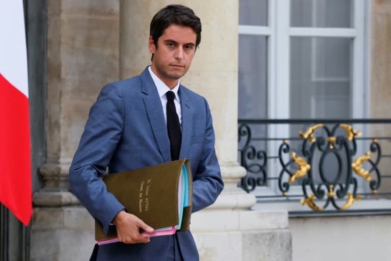 Le porte-parole du gouvernement Gabriel Attal à l'issue d'un conseil des ministres à l'Elysée, le 7 octobre 2021 - Thomas SAMSON © 2019 AFP