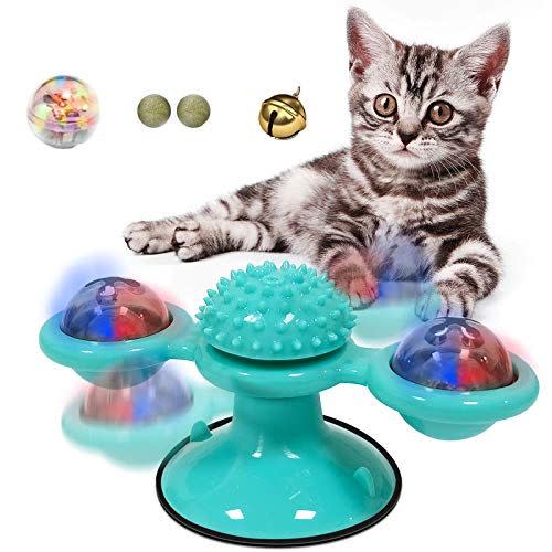 13) Windmill Cat Toy with Catnip Ball and Massage Center