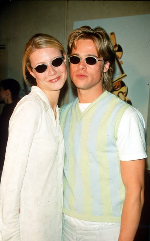 Brad Pitt tank top 1996 Gwyneth Paltrow - Credit: Rex