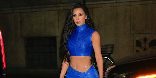 Blue Latex Kim Kardashian Work Out Waist Trainer