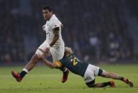 Britain Rugby Union - England v South Africa - 2016 Old Mutual Wealth Series - Twickenham Stadium, London, England - 12/11/16 England's Nathan Hughes in action with South Africa's Francois de Klerk Action Images via Reuters / Henry Browne