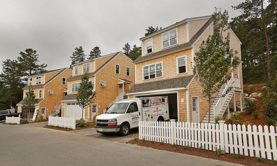 Single family cottages in South Plymouth under construction on Water View Way.Plymouth is one of the leaders towns for the issuance of single family home building building permits.  Monday July 25, 2022.