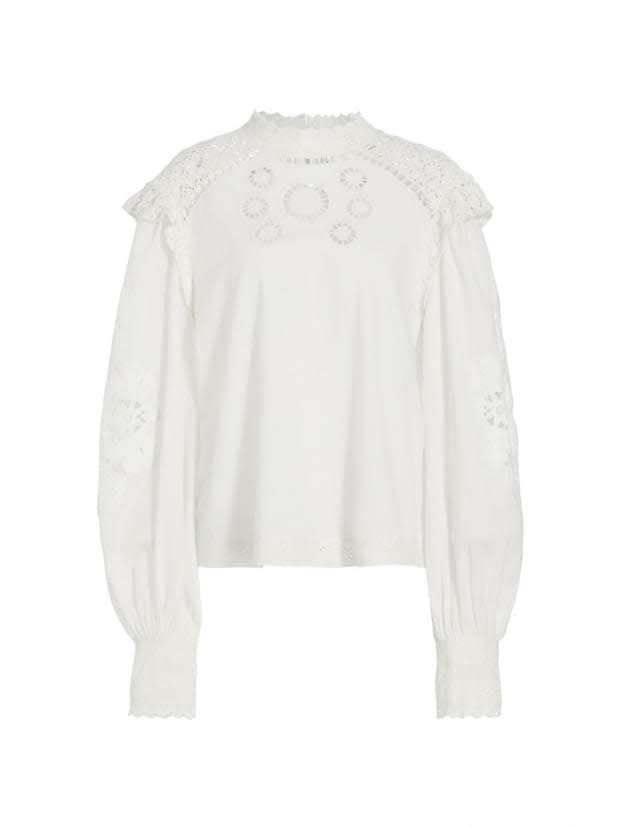 <p>Farm Rio Romantic Embroidered Lace Blouse, $132 (from $175), <a href="https://rstyle.me/+OfxGIe8154l3dN68cUNNFQ" rel="nofollow noopener" target="_blank" data-ylk="slk:available here;elm:context_link;itc:0;sec:content-canvas" class="link ">available here</a> (sizes XS-XL)</p>