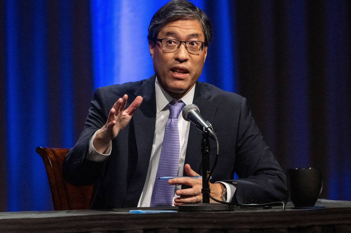 Sacramento mayoral candidate Richard Pan speaks during a Sacramento Bee-KVIE mayoral forum on Wednesday, Jan. 31, 2024. Hector Amezcua/hamezcua@sacbee.com