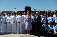 Brazil's President Michel Temer and his wife Marcela participate in the inauguration ceremony of the submarine "Riachuelo", built by the submarine development program (PROSUB), in Itaguai, Brazil December 14, 2018. REUTERS/Pilar Olivares