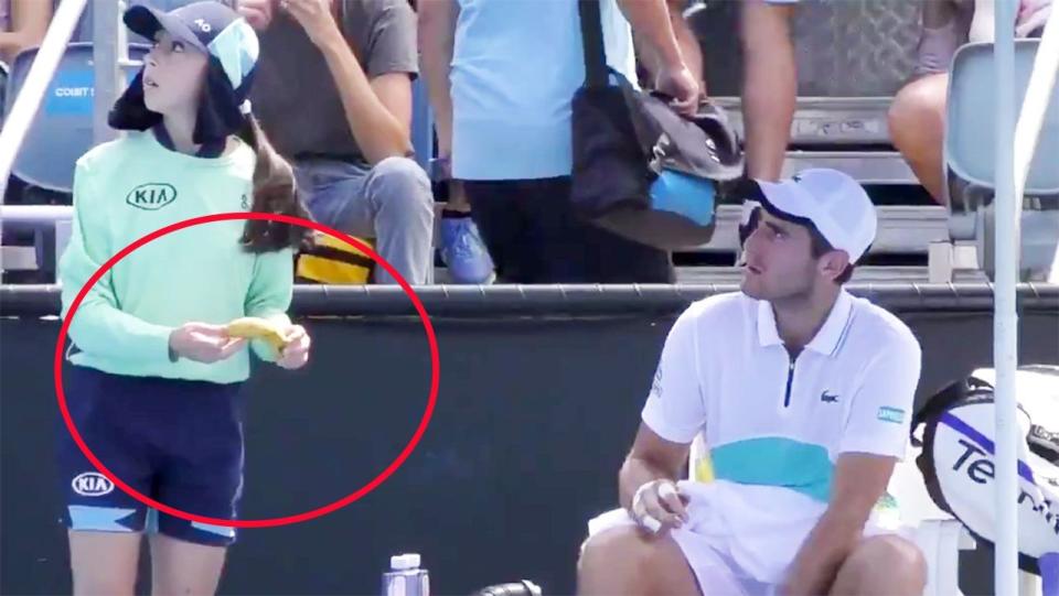 Seen here, Elliot Benchetrit wanted a ball girl to peel his banana for him.