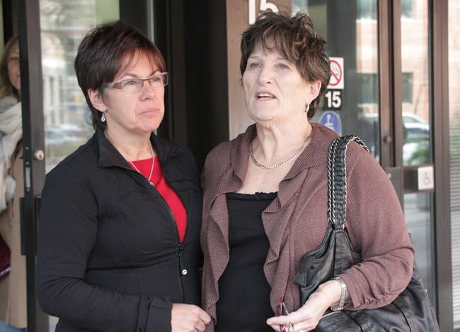 Coralee Smith (right) speaks outside the inquest into the segregation-cell choking death of her daughter, Ashley Smith, in Toronto on Monday, Nov. 25, 2013. With her is Kim Pate of the Canadian Association of Elizabeth Fry Societies. THE CANADIAN PRESS/Colin Perkel