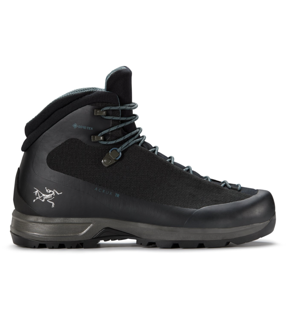 Arc'teryx Acrux TR GTX Men's Boots in black on white background (Photo via Arc'teryx)