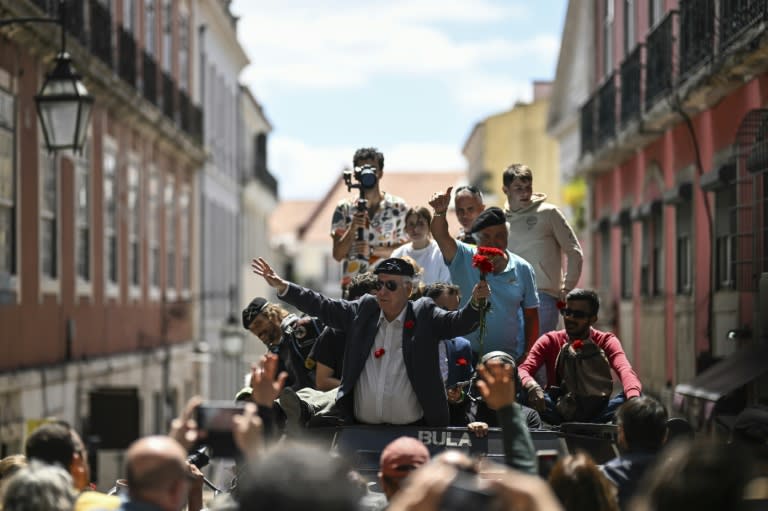 Célébration des 50 ans de la chute de la dictature au Portugal, le 25 avril 2024 à Lisbonne (PATRICIA DE MELO MOREIRA)