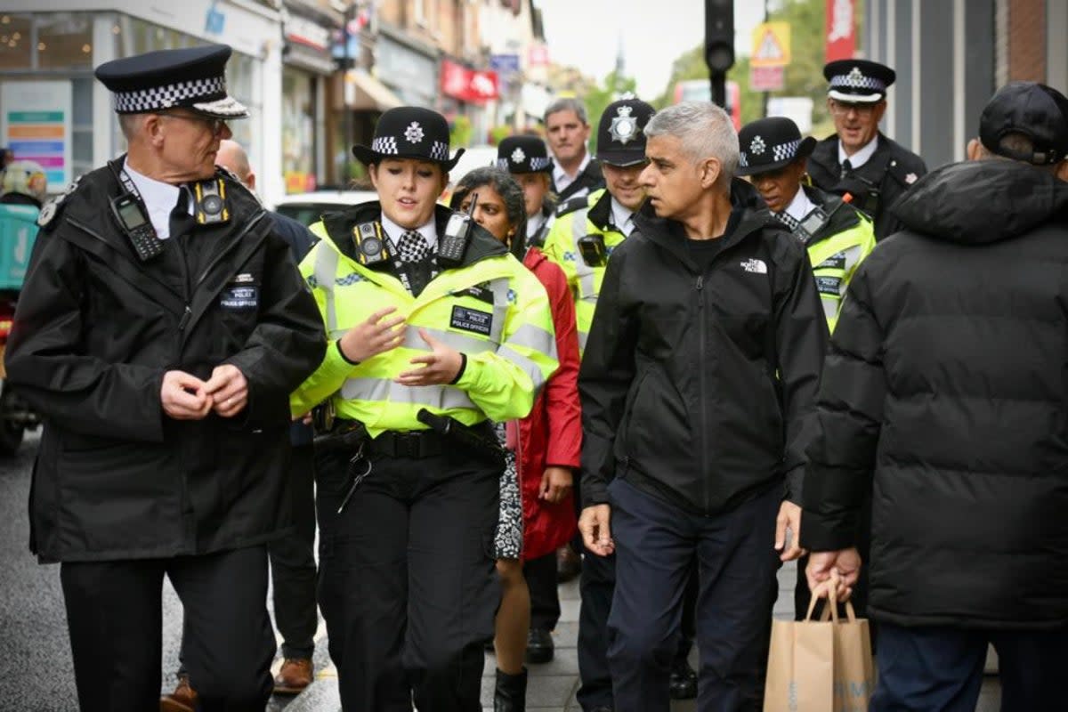 Sadiq Khan and Sir Mark Rowley, out on a Met Police patrol in Ealing on Tuesday, August 8, 2023 (Greater London Authority)