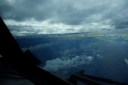Hurricane Dorian is seen from NOAA-42 WP-3D Orion aircraft during a reconnaissance mission over the Atlantic Ocean