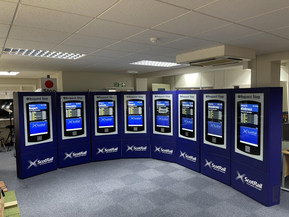 A block of kiosks