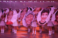 During the 2008 Beijing Olympics Opening Ceremony, children appeared in costume of the 56 ethnic groups of modern China. Officials later admitted that some of the children did not belong to the ethnic minorities their costumes indicated, but were majority 'Han' Chinese. (Photo by Streeter Lecka/Getty Images)