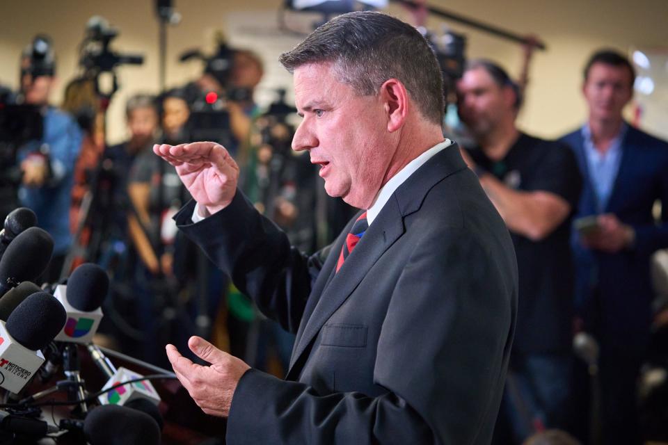 Maricopa County Board of Supervisors Chairman Bill Gates addresses the media during a news conference at the Maricopa County Tabulation and Election Center in Phoenix on Nov. 10, 2022.