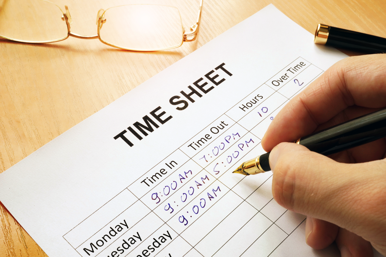 Filling out a time sheet