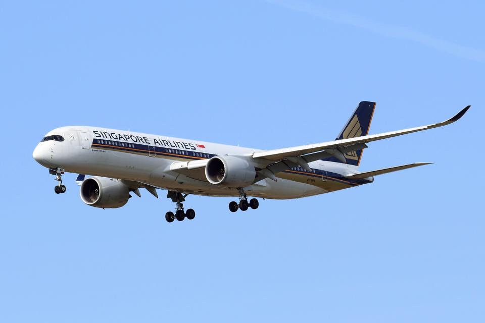 Singapore Airlines' Airbus A350 aircraft in flight.