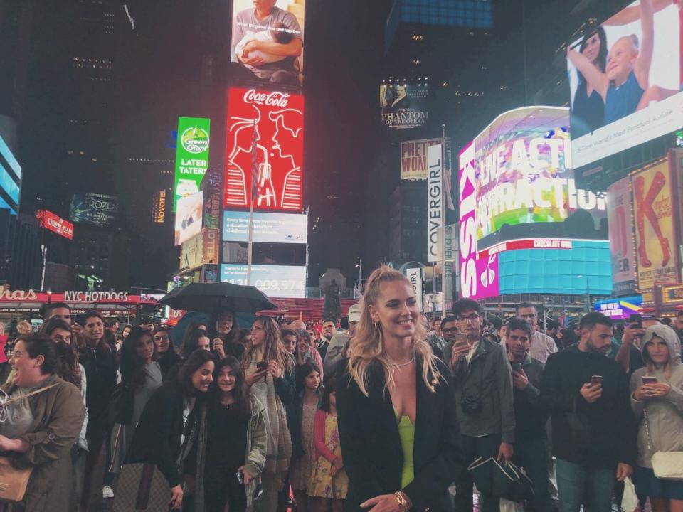 Ferragni in Time’s Square, New York