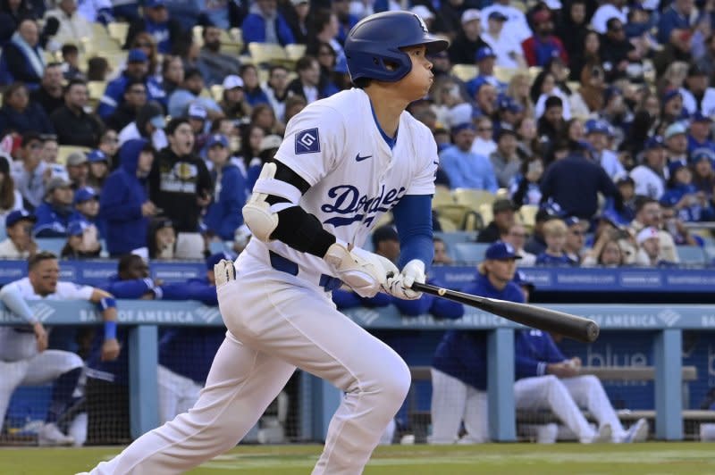 Los Angeles Dodgers designated hitter Shohei Ohtani went 2 for 3 with a home run, two RBIs, a walk and a strikeout in a win over the New York Mets on Sunday in Los Angeles. File Photo by Jim Ruymen/UPI