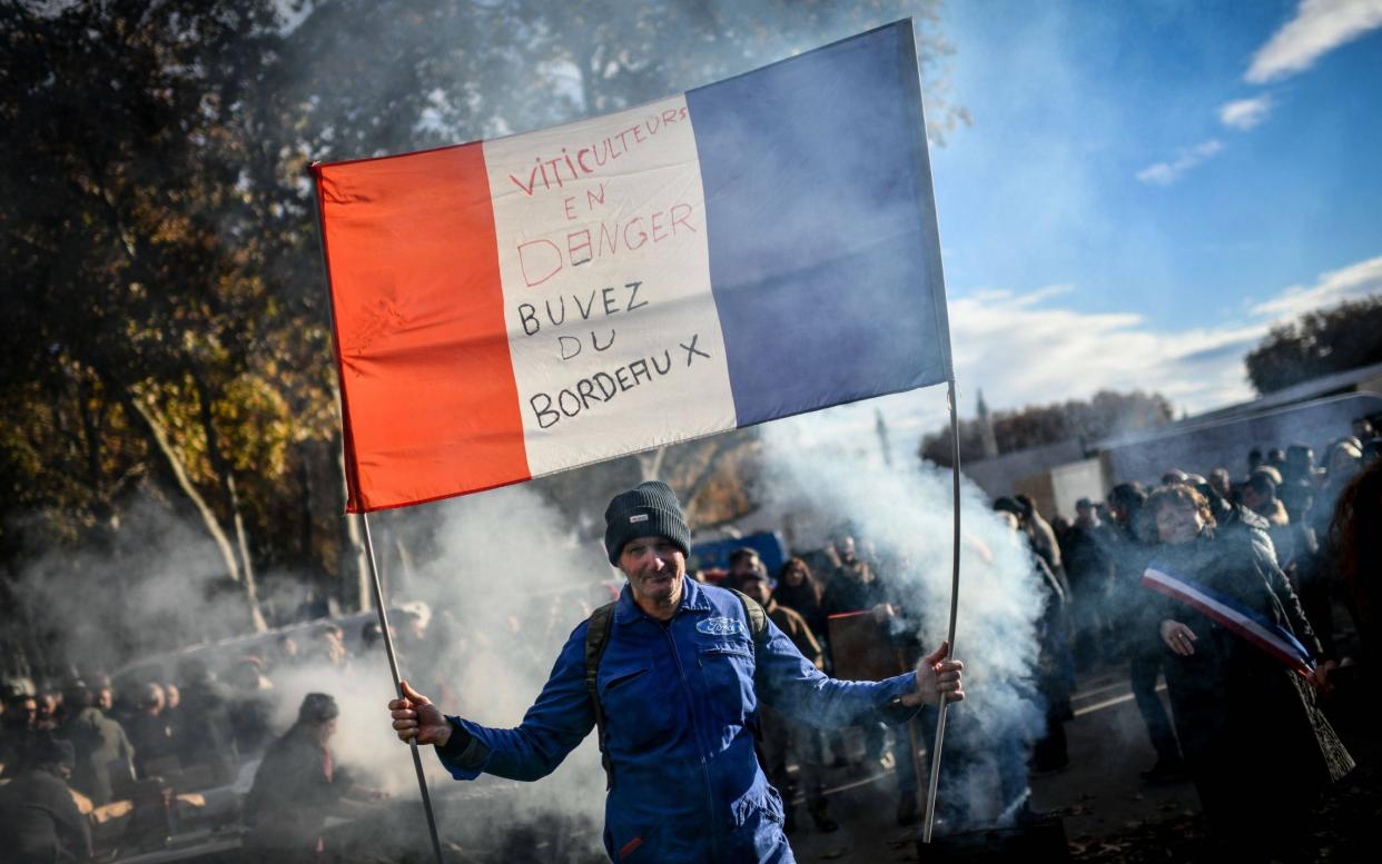 Winemakers protest in Bordeaux, France, and demand a subsidy to uproot part of their vines - UGO AMEZ/SIPA/Shutterstock