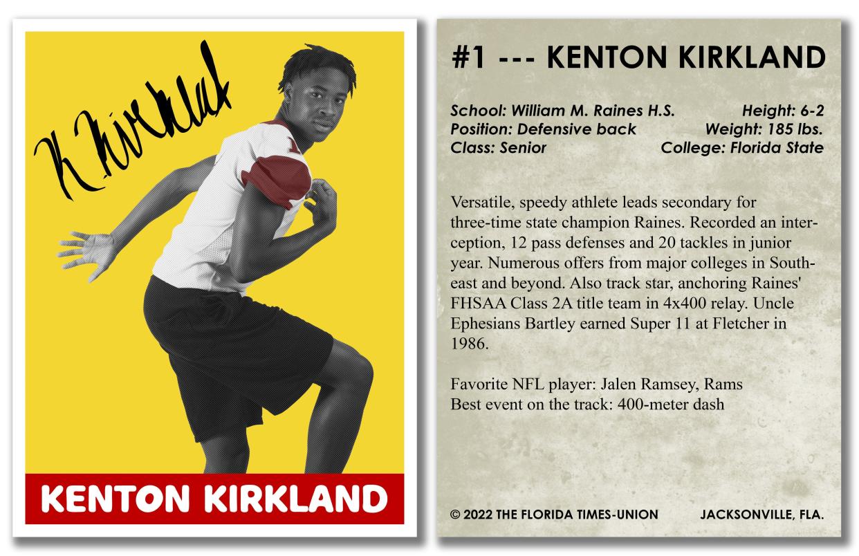 Photo Illustration: Raines defensive back Kenton Kirkland is a Times-Union Super 11 selection for high school football in the 2023 recruiting class.