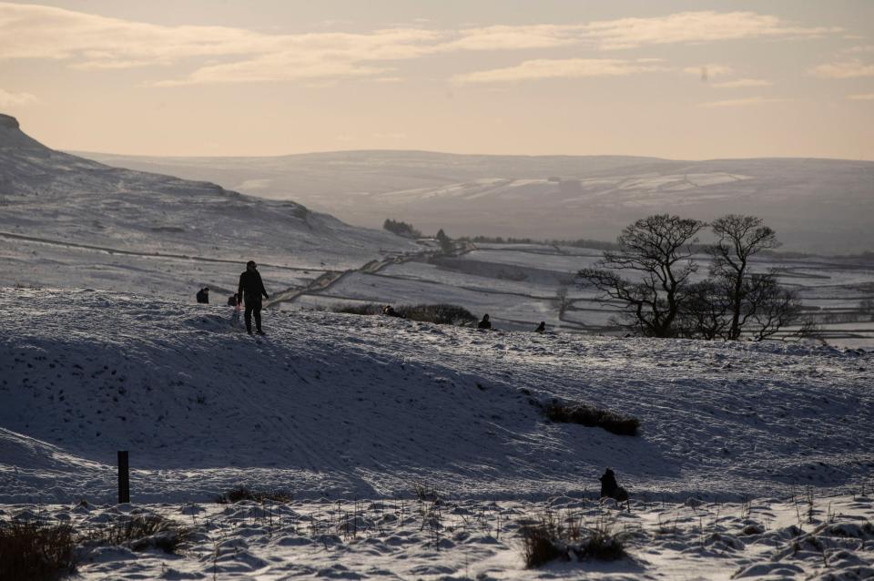 Snowy conditions near Ribblehead in Yorkshire (PA)