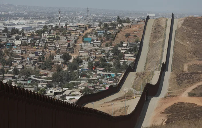 View of the U.S.-Mexico border wall in Otay Mesa, California.