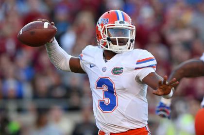 TALLAHASSEE, FL - NOVEMBER 29: Treon Harris #3 of the Florida Gators passes during a game against the Florida State Seminoles at Doak Campbell Stadium on November 29, 2014 in Tallahassee, Florida. (Photo by Mike Ehrmann/Getty Images)