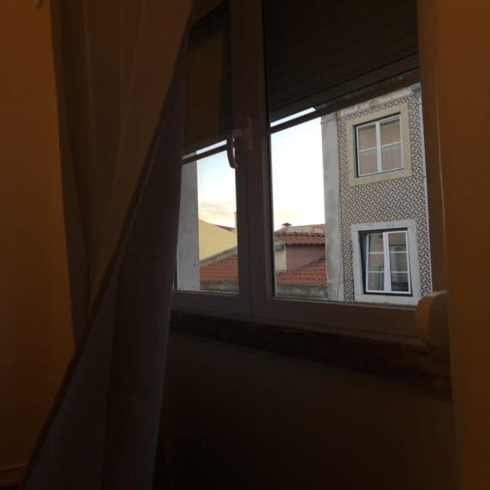 View from the window of an Airbnb in Lisbon