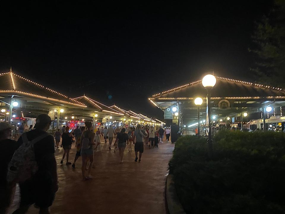 Crowds leave Magic Kingdom at Disney World in August 2021.
