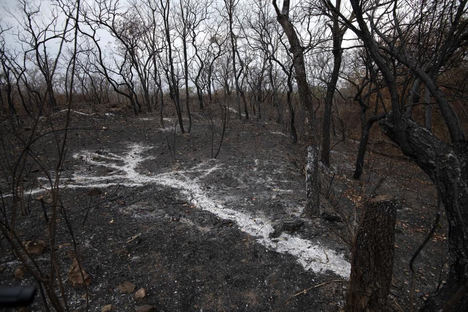 A photo showing the aftermath of a fire at Chapada dos Guimaraes at the Mato Grosso state, Brazil, on Thursday.