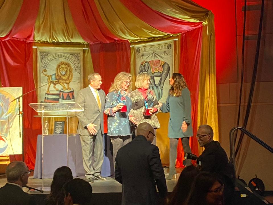 Treva Boyd (second from left) and Barbara Rallo were honored as the 2021 Citizens of the Year by the San Angelo Chamber of Commerce on Thursday, Jan. 20, 2022, at the McNease Convention Center.