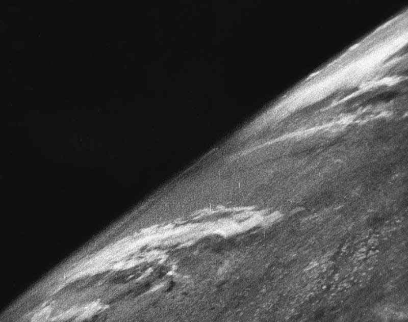 A view of Earth taken during a sub-orbital flight of a V-2 rocket in 1946.