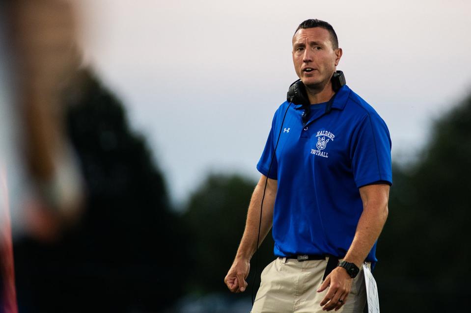 Haldane football coach Ryan McConville led his team to the Class D state semifinals in 2023.