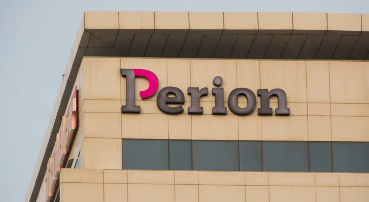 peri stock: the Perion logo on the side of a building