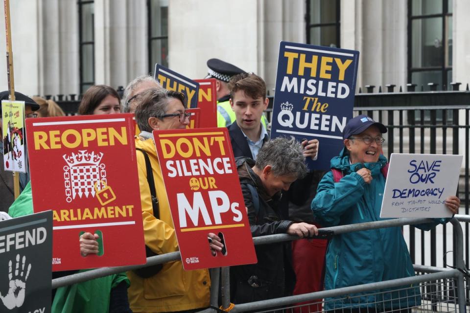 Protesters outside the Supreme Court in London (Jonathan Brady/PA) (PA Archive)