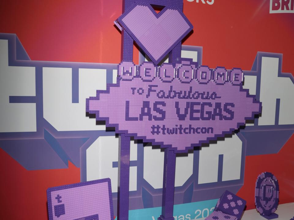 lego brick sign at twitchcon in las vegas