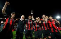 AFC Bournemouth v Bolton Wanderers - Sky Bet Football League Championship - Goldsands Stadium, Dean Court - 27/4/15 Bournemouth players celebrate at the end of the match Action Images / Andrew Couldridge