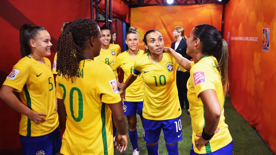 Marta, wearing the iconic No. 10, is the greatest women's player of all time and has become an 'icon' Brazil. - Stuart Franklin/FIFA/Getty Images
