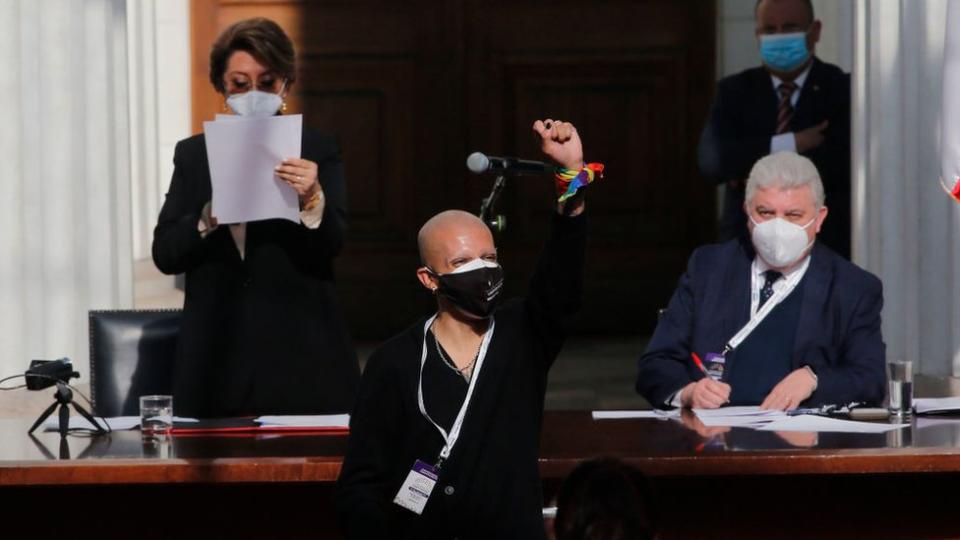 Rodrigo Rojas durante la primera sesión de la Convención.