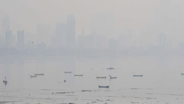 PHOTO: A view of the city skyline engulfed in smog amid hazy weather, March 4, 2023 in Mumbai, India. (Bhushan Koyande/Hindustan Times via Getty Images)