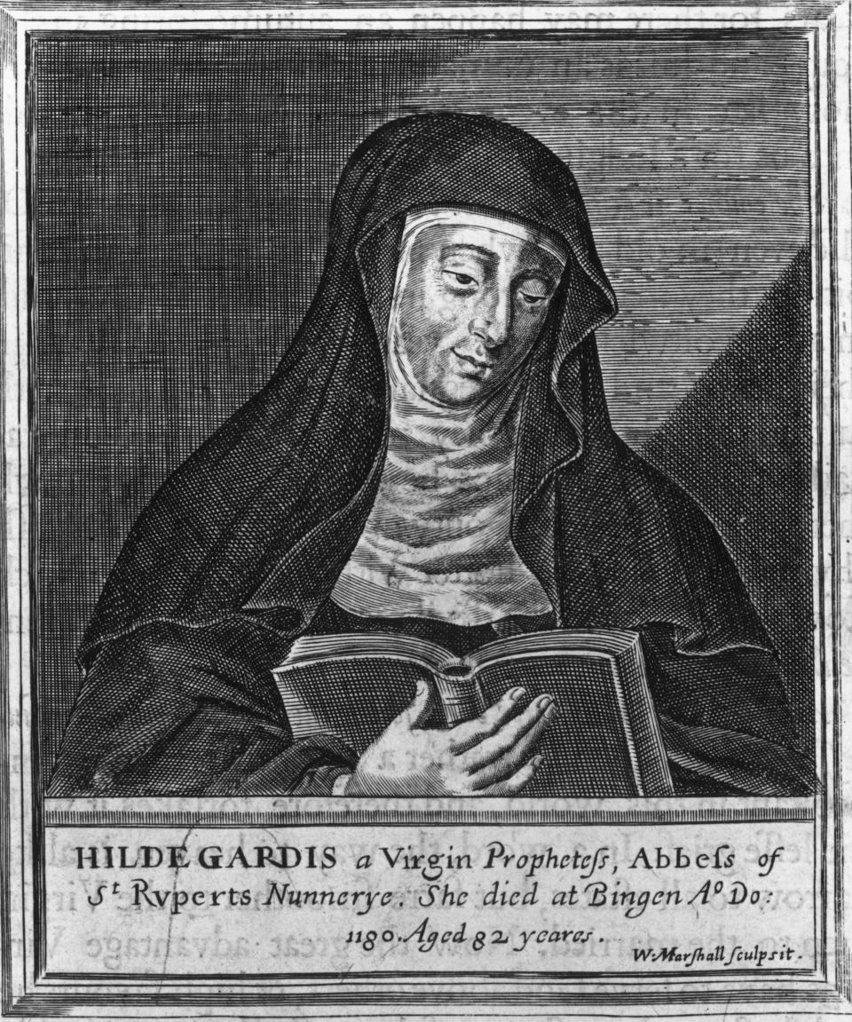 <a href="http://www.christianitytoday.com/ch/1991/issue30/3031.html?start=3">Hildegard von Bingen</a>&nbsp;was a Benedictine abbess who lived between 1098 and 1179. Hildegard became a nun as a teenager, though she had received <a href="http://www.americancatholic.org/Features/Saints/saint.aspx?id=1857">divine visions</a>&nbsp;since early childhood. It wasn&rsquo;t until her 40s that Hildegard began writing a record of these visions, which came to be known as <i>Scivias</i> (Know the Ways). She went on to write other texts documenting her philosophy and also composed short works on medicine, natural history, music and more. Bishops, popes, and kings <a href="http://legacy.fordham.edu/halsall/med/hildegarde.asp">consulted her</a>&nbsp;at a time when few women engaged in the political domain. She was canonized by Pope Benedict XVI in 2012.