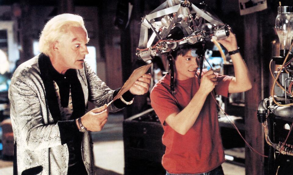 Christopher Lloyd and Michael J. Fox in 1990's Back to The Future 3, the last movie of the trilogy.