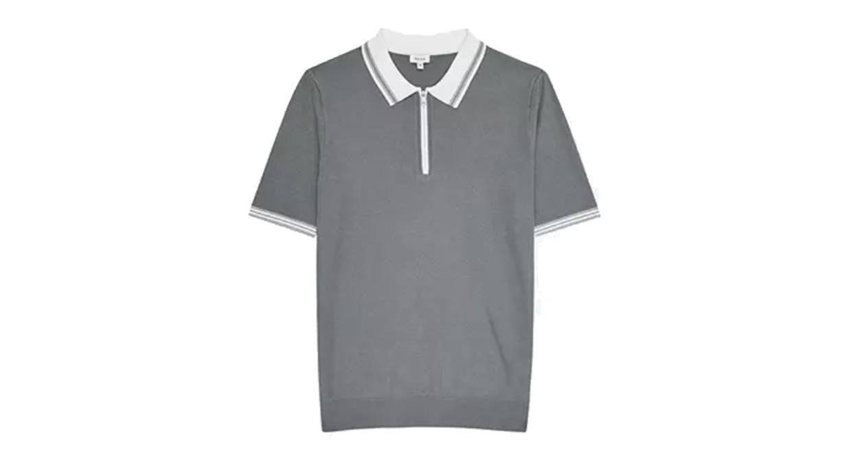 Reiss Andrew Textured Zip Neck Polo Shirt