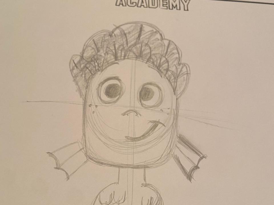sketch of luca from luca at the disneyland animation academy