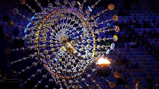 The Olympic cauldron is seen prior to the Closing Ceremony on Day 16 of the Rio 2016 Olympic Games at Maracana Stadium. Pic: Getty