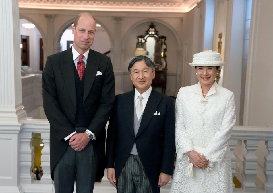Prince William greets Emperor Naruhito and his wife Empress Masako (Getty Images)
