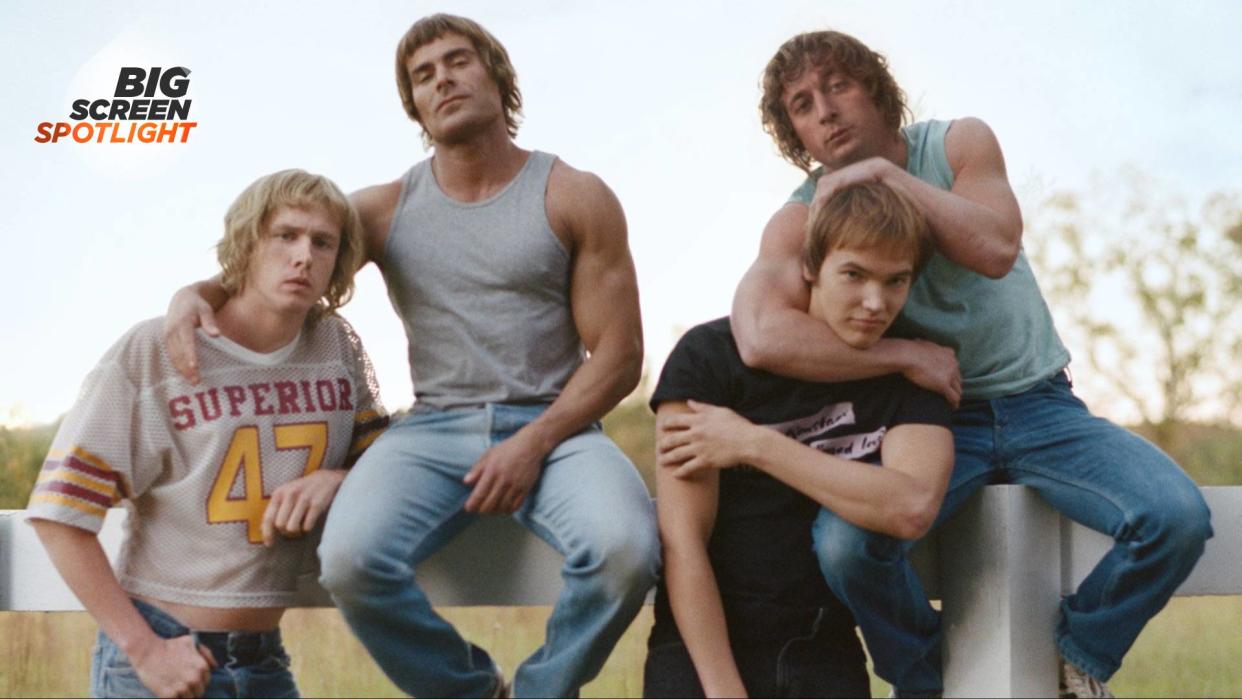  Harris Dickinson, Zac Efron, Simon Stanley, and Jeremy Allen White in The Iron Claw. 