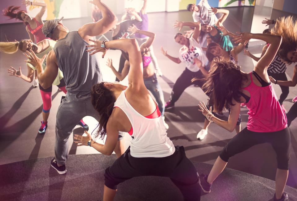 Group of dancer at Zumba fitness training in studio (Alamy/PA)