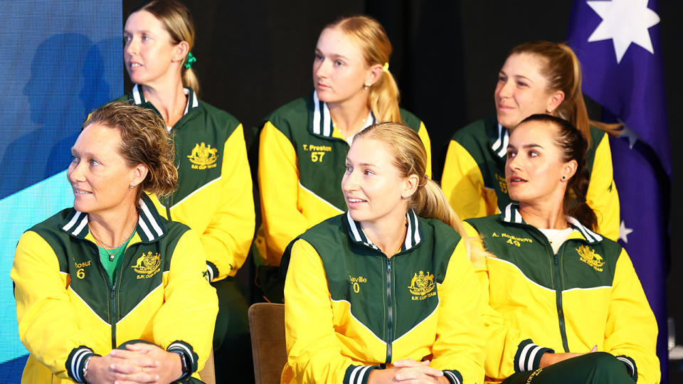 Daria Saville with the rest of Australia's Billie Jean King Cup team.