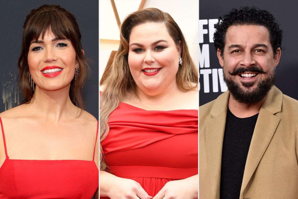 <p>getty (3)</p> From left: Mandy Moore, Chrissy Metz and Jon Huertas